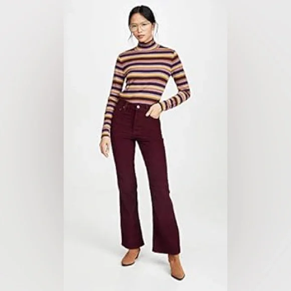 Levi's Ribcage Flare Wide Leg Cordoroy Pants High Rise Cowgirl Shiraz maroon 28 - Picture 1 of 16